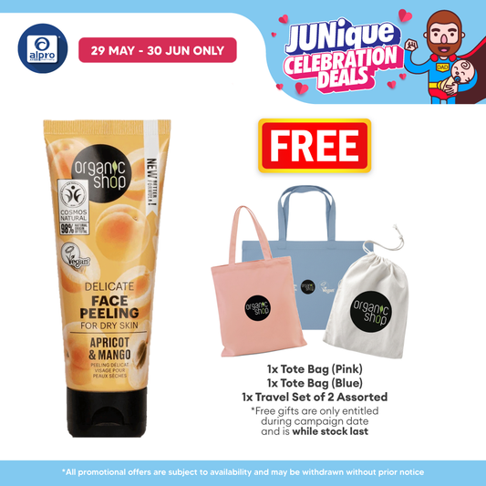 Organic Shop Delicate Face Peel for Dry Skin Apricot & Lactic Acid 75mL | Cleansing Action Helps Renew Skin Organic Shop