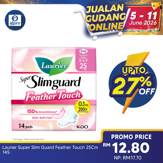 Laurier Super Slim Guard Feather Touch 25cm 14s | Silky Smooth Surface & Ultrathin Pad Laurier
