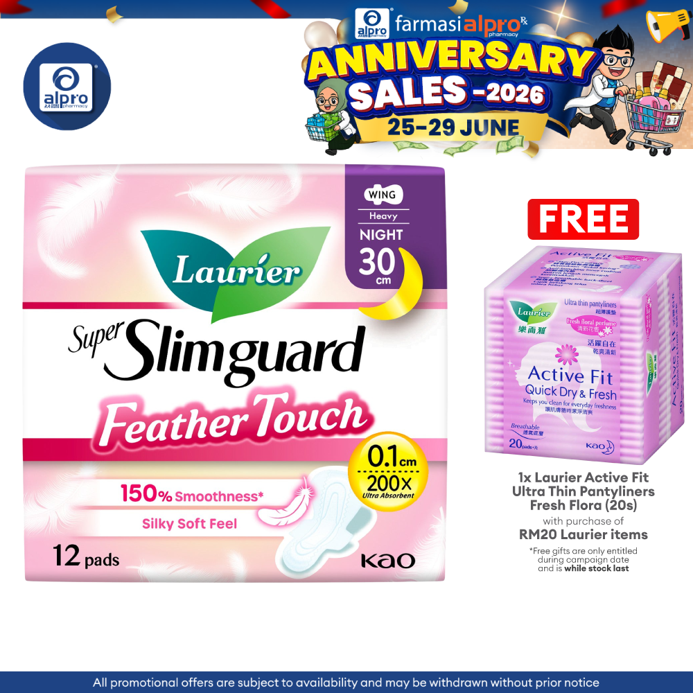 Laurier Super Slim Guard Feather Touch 30cm 12s | Silky Smooth Surface & Ultrathin Pad Laurier