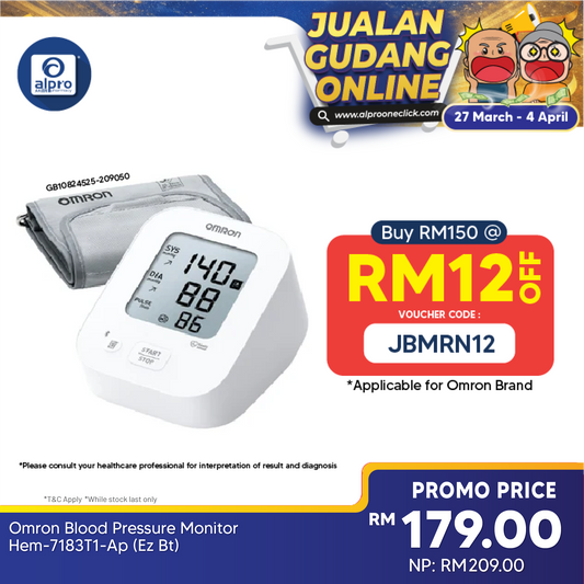 OMRON Blood Pressure Monitor HEM-7183T1-AP (EZ BT) | Seamless Integration with Smartphone via Bluetooth Omron