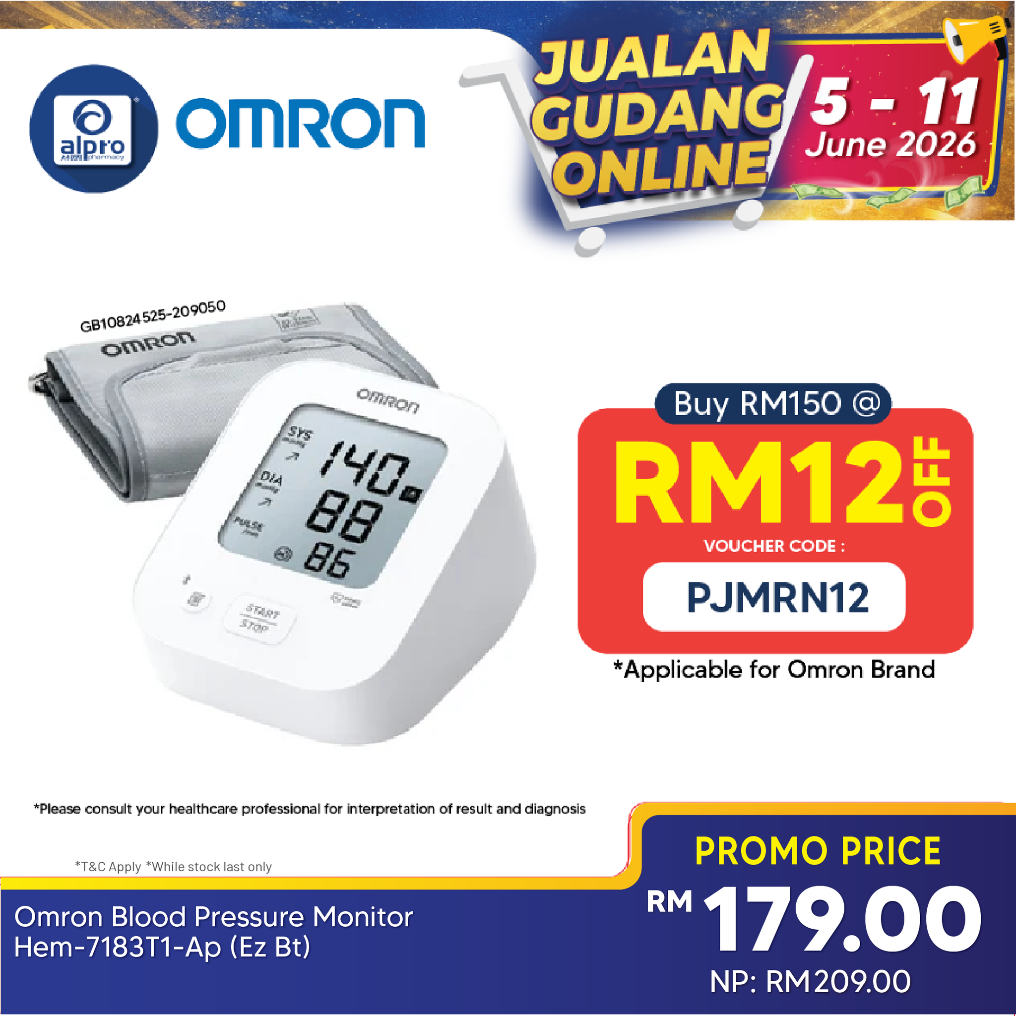 OMRON Blood Pressure Monitor HEM-7183T1-AP (EZ BT) | Seamless Integration with Smartphone via Bluetooth Omron