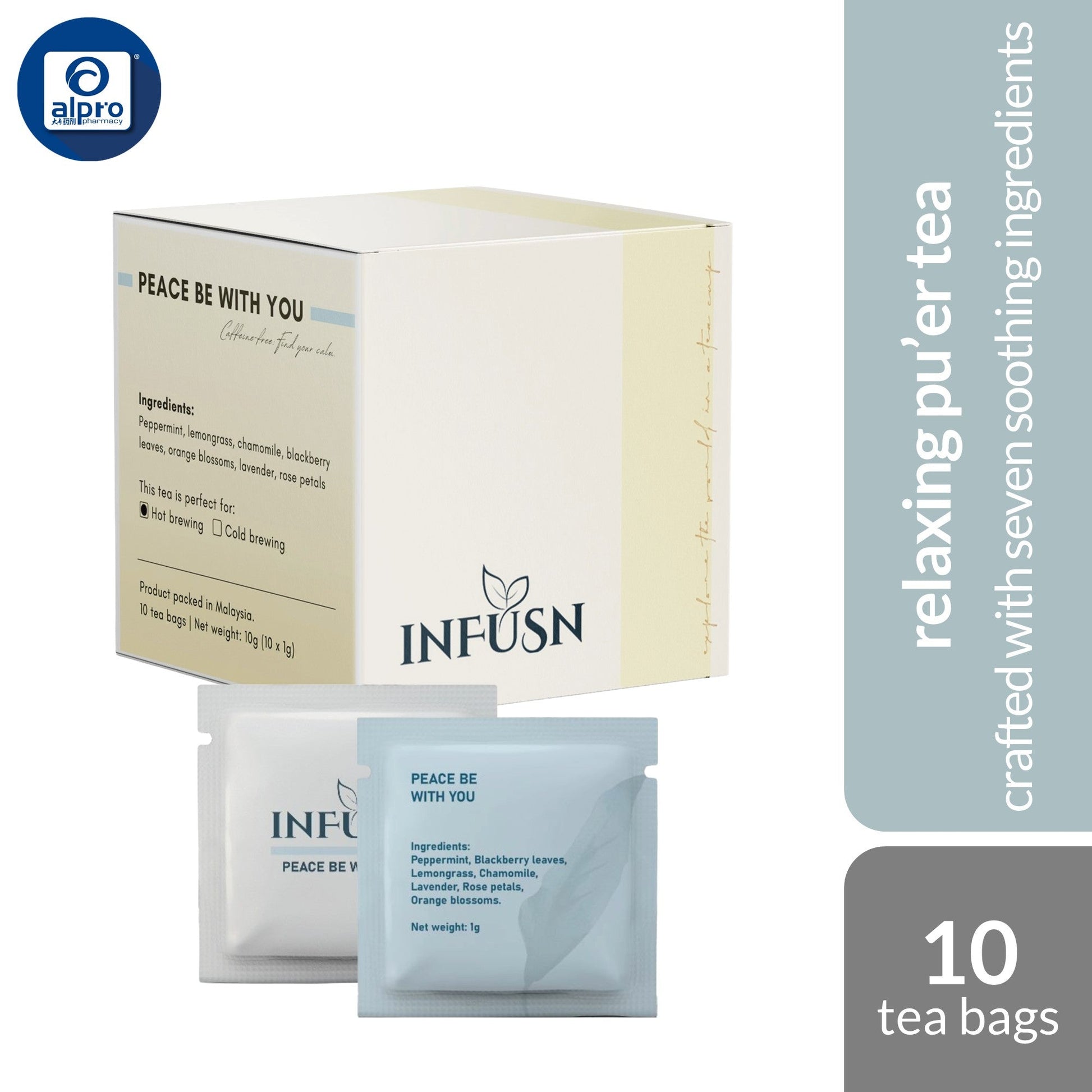 Infusn Tea 10s (Rose Pu er, Peach Oolong, Chamonile Rose, Peace with you, Jin Jun Mei, Earl Grey & White Jasmine) INFUSN