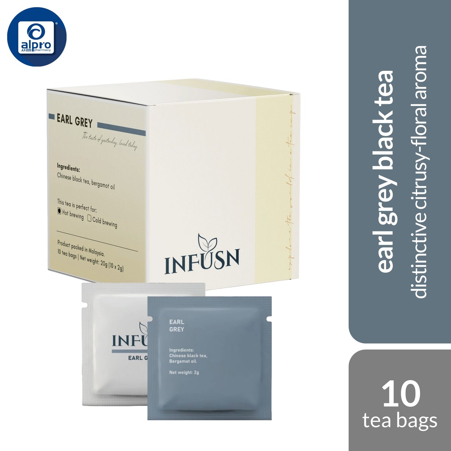 Infusn Tea 10s (Rose Pu er, Peach Oolong, Chamonile Rose, Peace with you, Jin Jun Mei, Earl Grey & White Jasmine) INFUSN