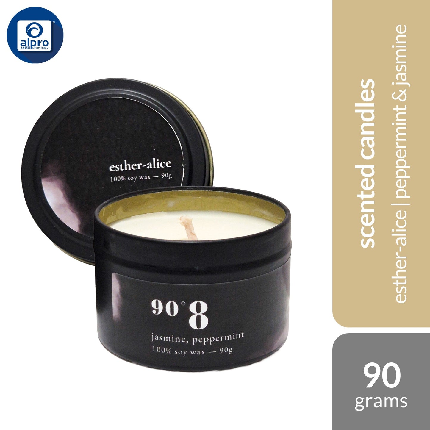 INFUSN ESTHER-ALICE Scented Candle (90°8 Jasmine Peppermint/ 40°9 Chamomile Green Tea/ 80°6 Osmanthus White Tea) 90g INFUSN