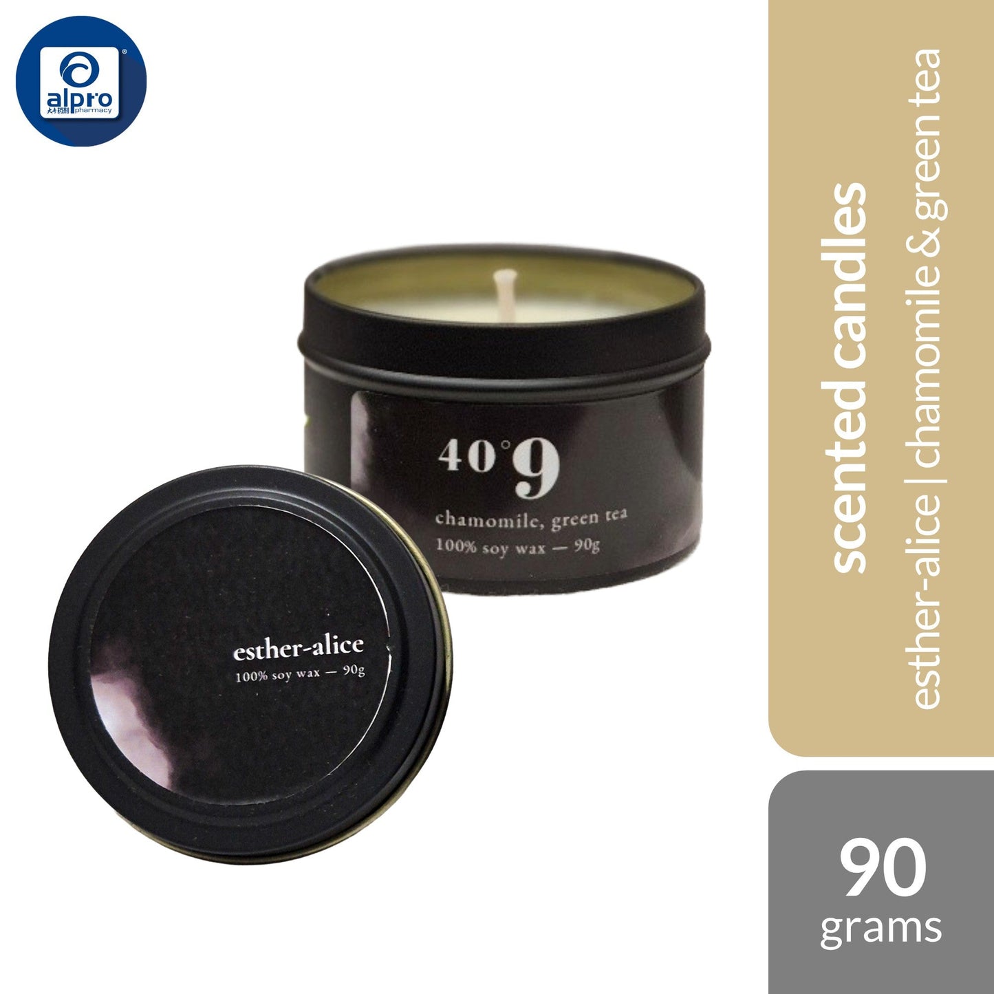 INFUSN ESTHER-ALICE Scented Candle (90°8 Jasmine Peppermint/ 40°9 Chamomile Green Tea/ 80°6 Osmanthus White Tea) 90g INFUSN