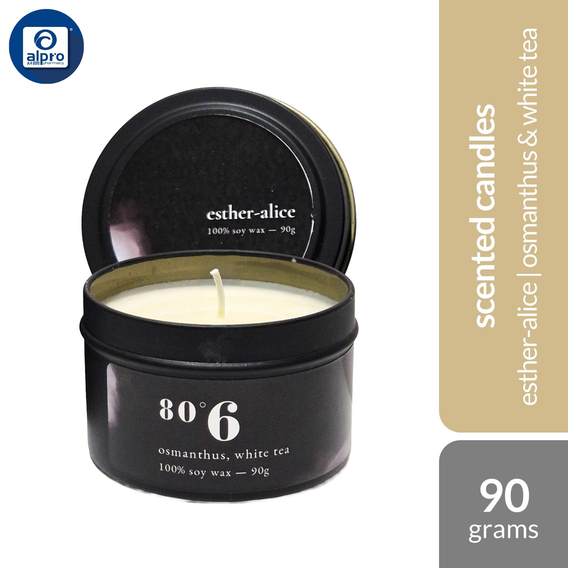 INFUSN ESTHER-ALICE Scented Candle (90°8 Jasmine Peppermint/ 40°9 Chamomile Green Tea/ 80°6 Osmanthus White Tea) 90g INFUSN