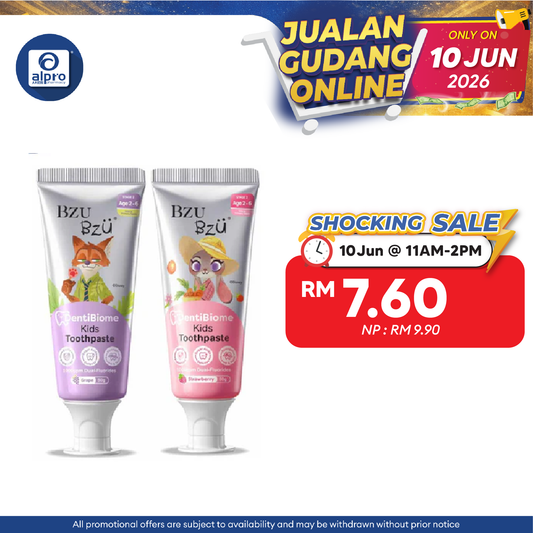 Bzu Bzu DentiBiome Kids Toothpaste (Stage 2 – Strawberry/ Grape) 50g | No Added Fluoride & Safe to Swallow Bzu Bzu