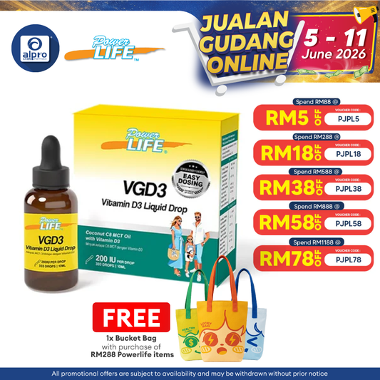 Powerlife VGD3 Vitamin D3 200 IU Liquid Drop 10ml | Practical Daily Supplement Powerlife