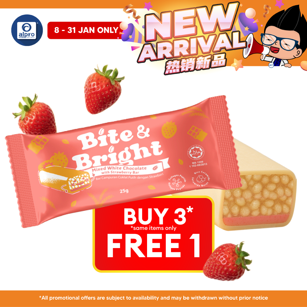 Bai Zi Gui Bite & Bright Mixed White Chocolate Strawberry Beauty Collagen Bar 25g ×7 Bars | Support Skin Elasticity & Sk