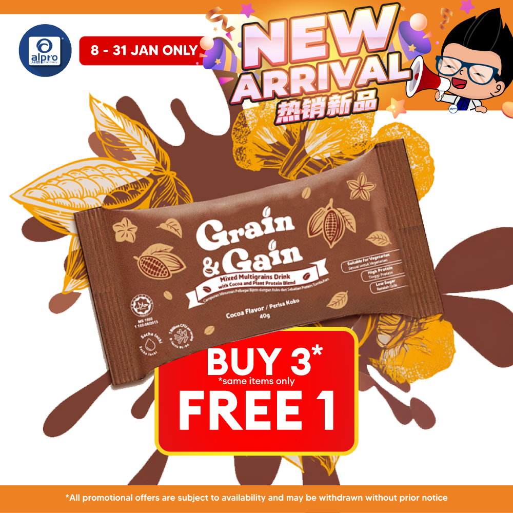 Bai Zi Gui Grain & Gain Mixed Multigrains Drink with Cocoa & Plant Protein Blend 40g ×10s | Helps Metabolism & Muscle Re