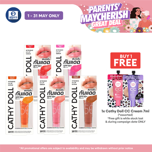 Cathy Doll Intensive UV Lip Serum SPF50+ PA++++ Healthy (Orange/ Pink/ Red/ Peach/ Caramel) 10mL Cathy Doll