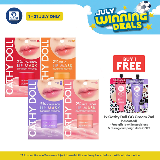 Cathy Doll 2% Hyaluron Lip Mask (Assorted Colours) 4.5g | All Day Hydration & Plump Lips Cathy Doll