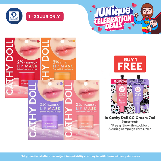 Cathy Doll 2% Hyaluron Lip Mask (Assorted Colours) 4.5g | All Day Hydration & Plump Lips Cathy Doll