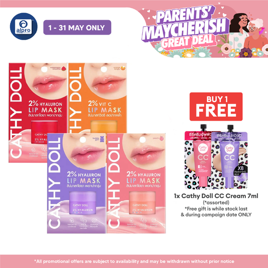 Cathy Doll 2% Hyaluron Lip Mask (Assorted Colours) 4.5g | All Day Hydration & Plump Lips Cathy Doll