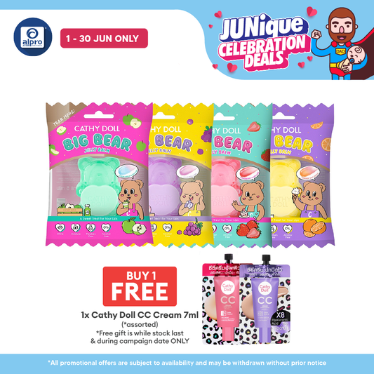 Cathy Doll Big Bear Jelly Balm Soft Serve (Orange/ Strawberry/ Grape/ Green Apple) 5g | Refreshing Fruity Scent Cathy Doll