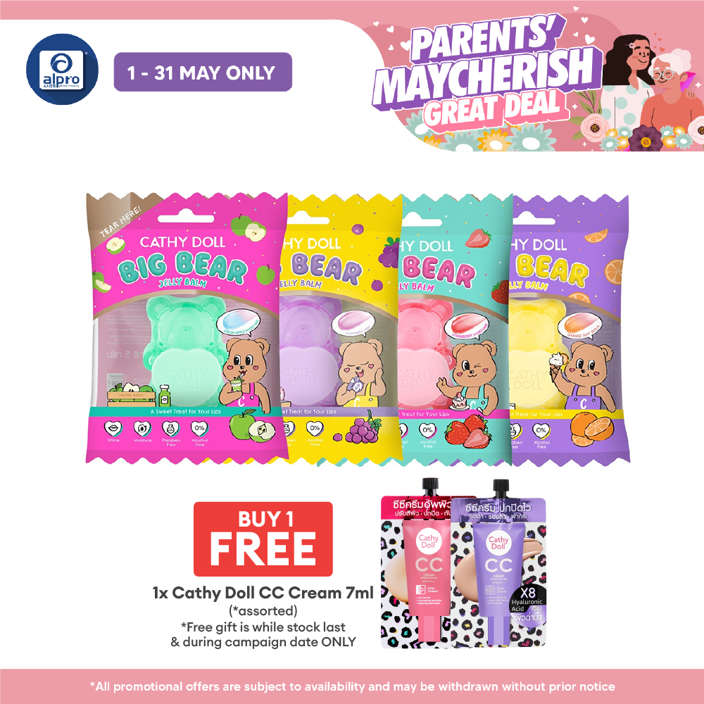 Cathy Doll Big Bear Jelly Balm Soft Serve (Orange/ Strawberry/ Grape/ Green Apple) 5g | Refreshing Fruity Scent Cathy Doll