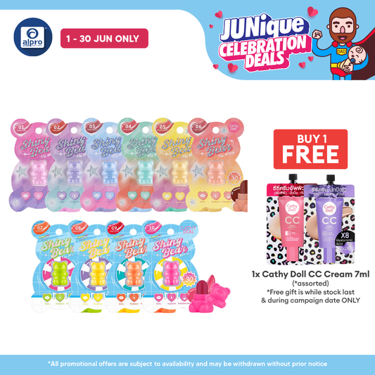 Cathy Doll Shiny Bear Lip Moist (Assorted Colours) 1.1g | Fresh & Lively Burst of Color Cathy Doll