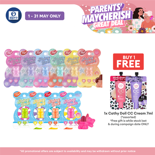 Cathy Doll Shiny Bear Lip Moist (Assorted Colours) 1.1g | Fresh & Lively Burst of Color Cathy Doll