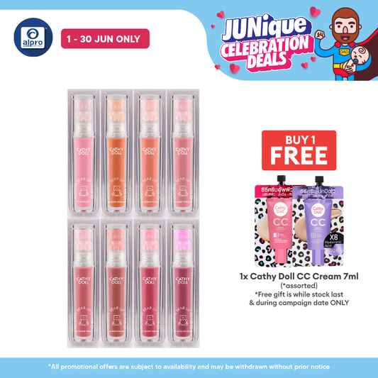 Cathy Doll Moistful Bear Lip Glaze 2.2g (Assorted Colours) | Lightweight & Non-Sticky Formula Cathy Doll