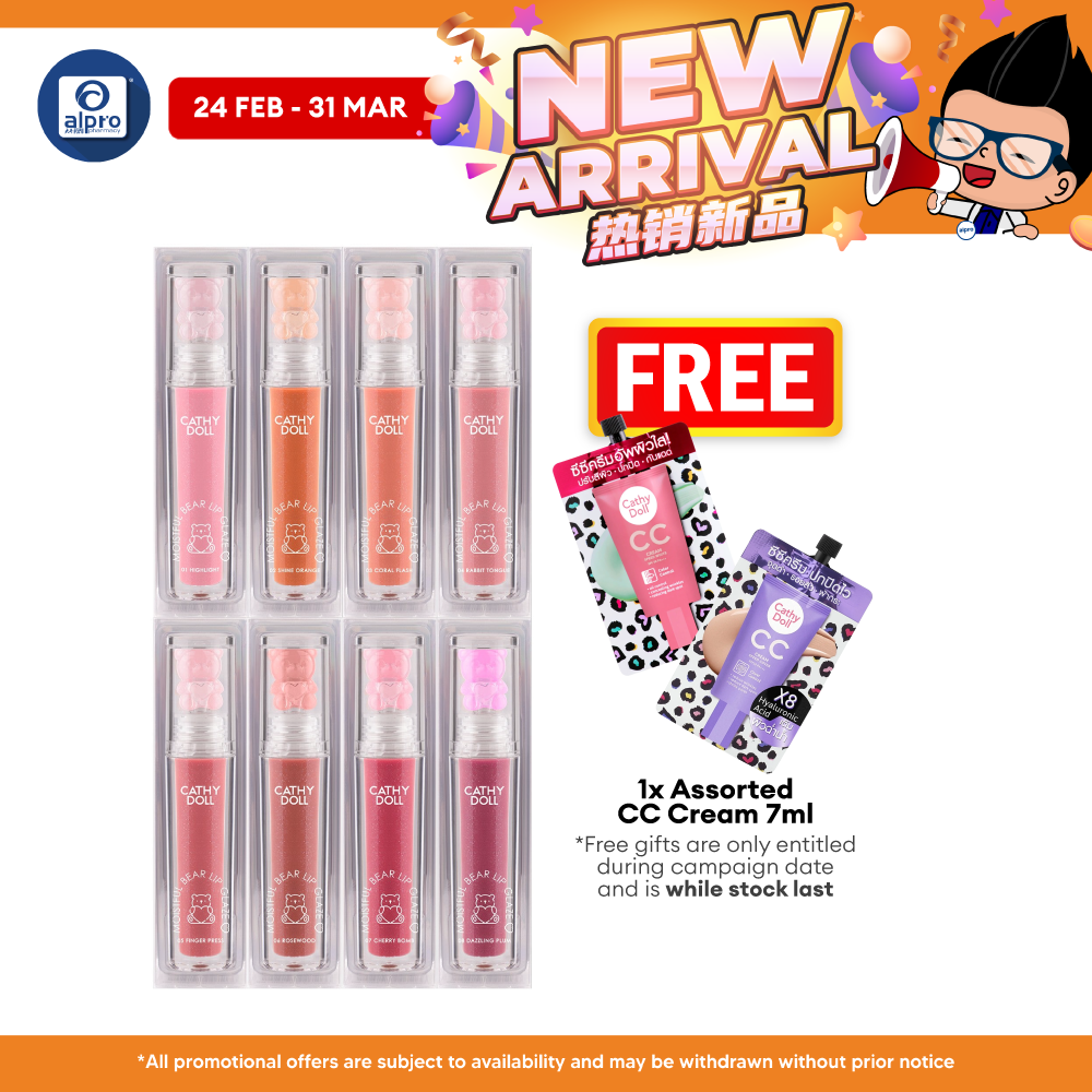 Cathy Doll Moistful Bear Lip Glaze 2.2g (Assorted Colours) | Lightweight & Non-Sticky Formula Cathy Doll