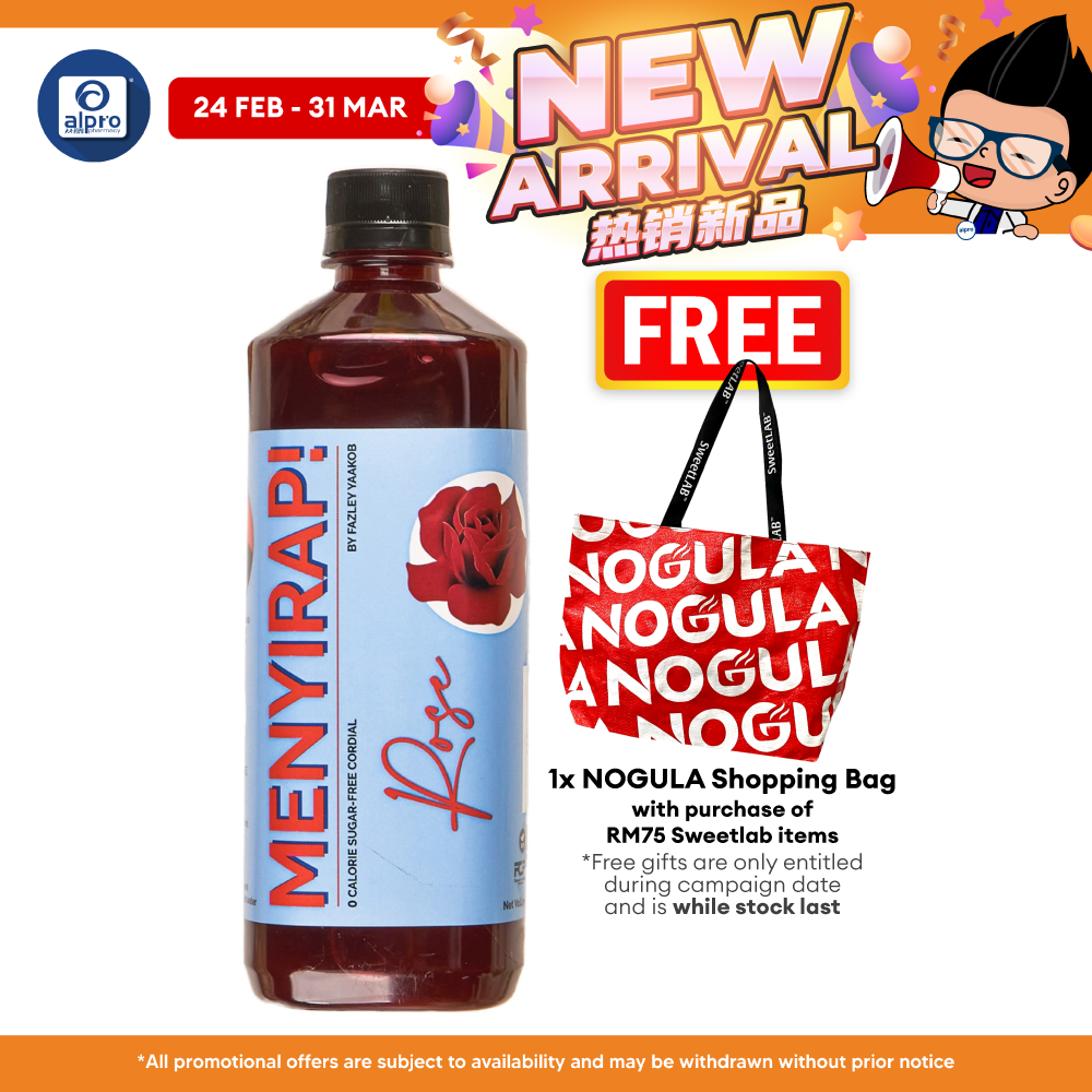 SweetLab MENYIRAP! Rose Cordial by Dato Fazley Yaacob 500mL | 0 Calorie Real Rose Extract SweetLAB