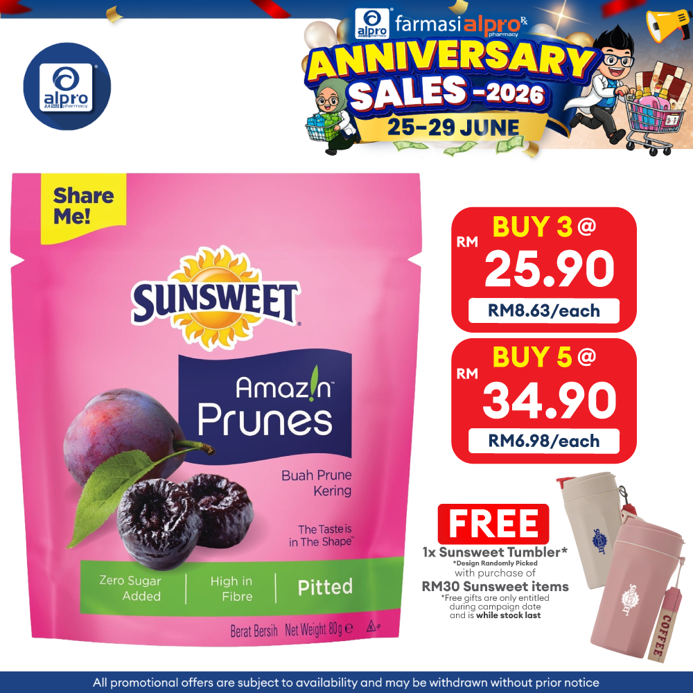 Sunsweet USA Pitted Prunes 80g | Rich in Fibre & Low Glycaemic Index Sunsweet