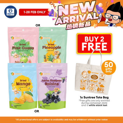 Suntree Dried Fruits (Mango/ Pink Guava/ Thompson Raisins/ Pineapple) 100g | Perfect Treat on Any Occasion Sunsweet