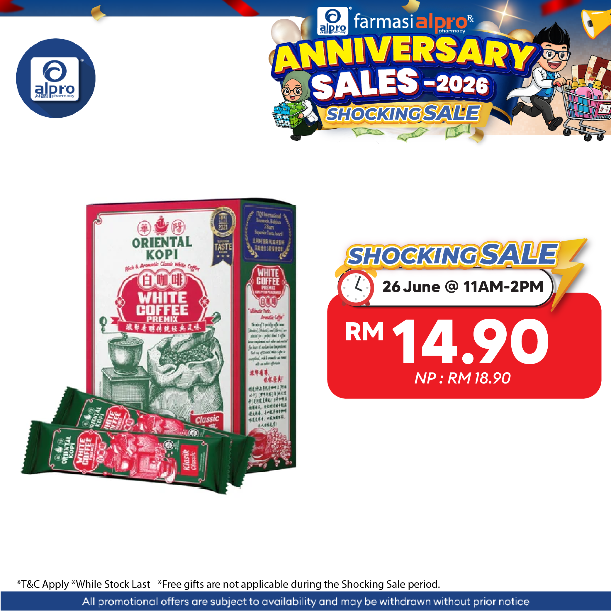 Oriental Kopi White Coffee Classic 38g ×10s | Rich & Aromatic Flavour & Comes With an Endless Aftertaste