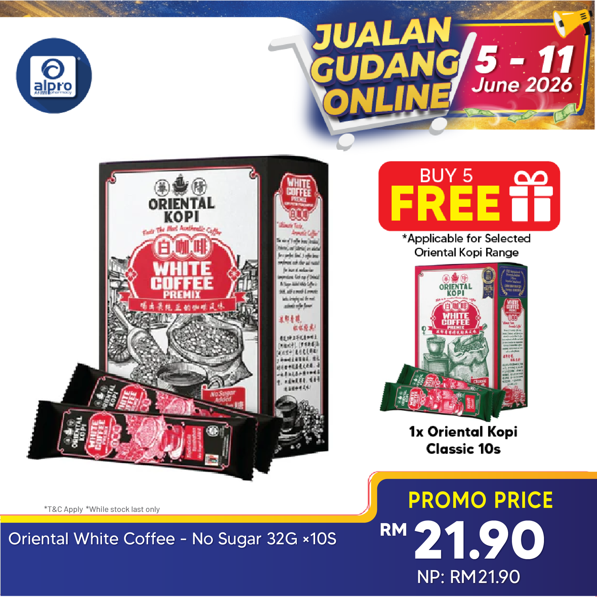 Oriental Kopi White Coffee No Sugar 32g ×10s | Smooth & Aromatic Taste Oriental Coffee