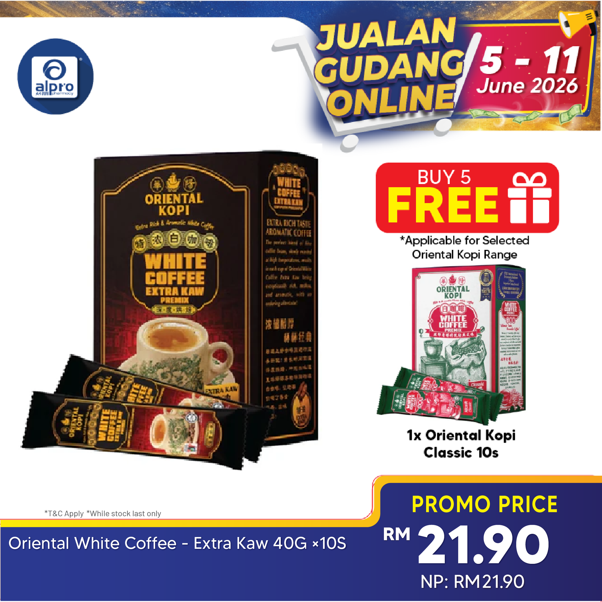 Oriental Kopi White Coffee Extra Kaw 40g ×10s | Rich & Enduring Taste Oriental Coffee