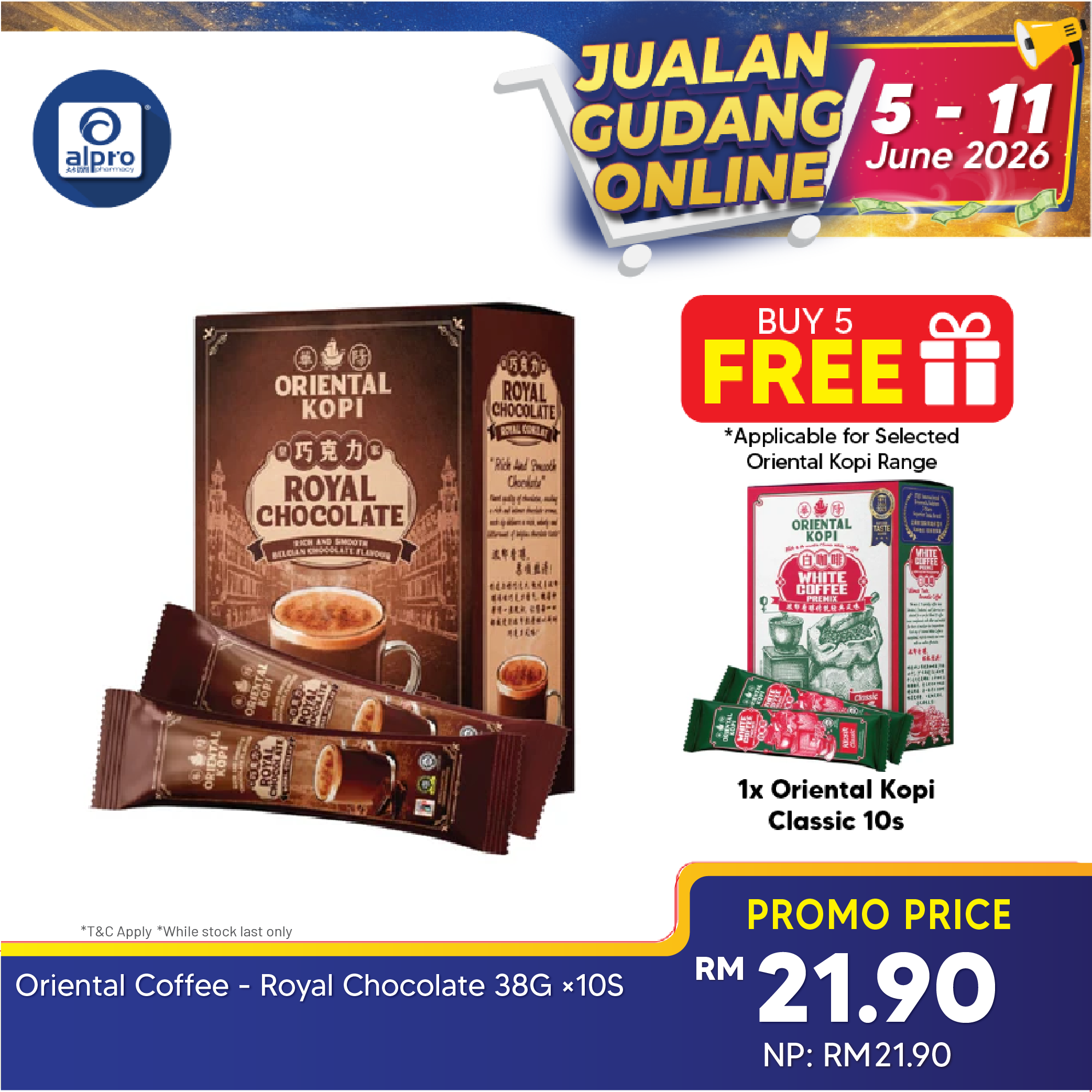 Oriental Kopi Royal Chocolate 38g ×10s | Intense Belgian Chocolate Aroma Oriental Coffee