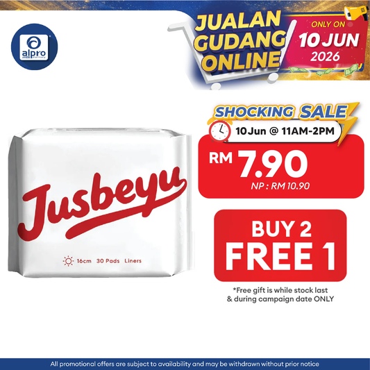 Jusbeyu Sanitary Panty Liner 160mm × 30s | Ultra-Thin & Discreet Comfort Jusbeyu