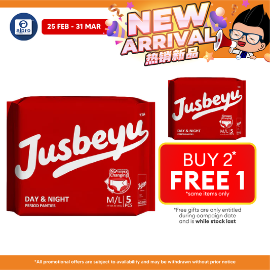 Jusbeyu Sanitary Panties M/L size ×5s | Convenient & No-Mess Changing Jusbeyu