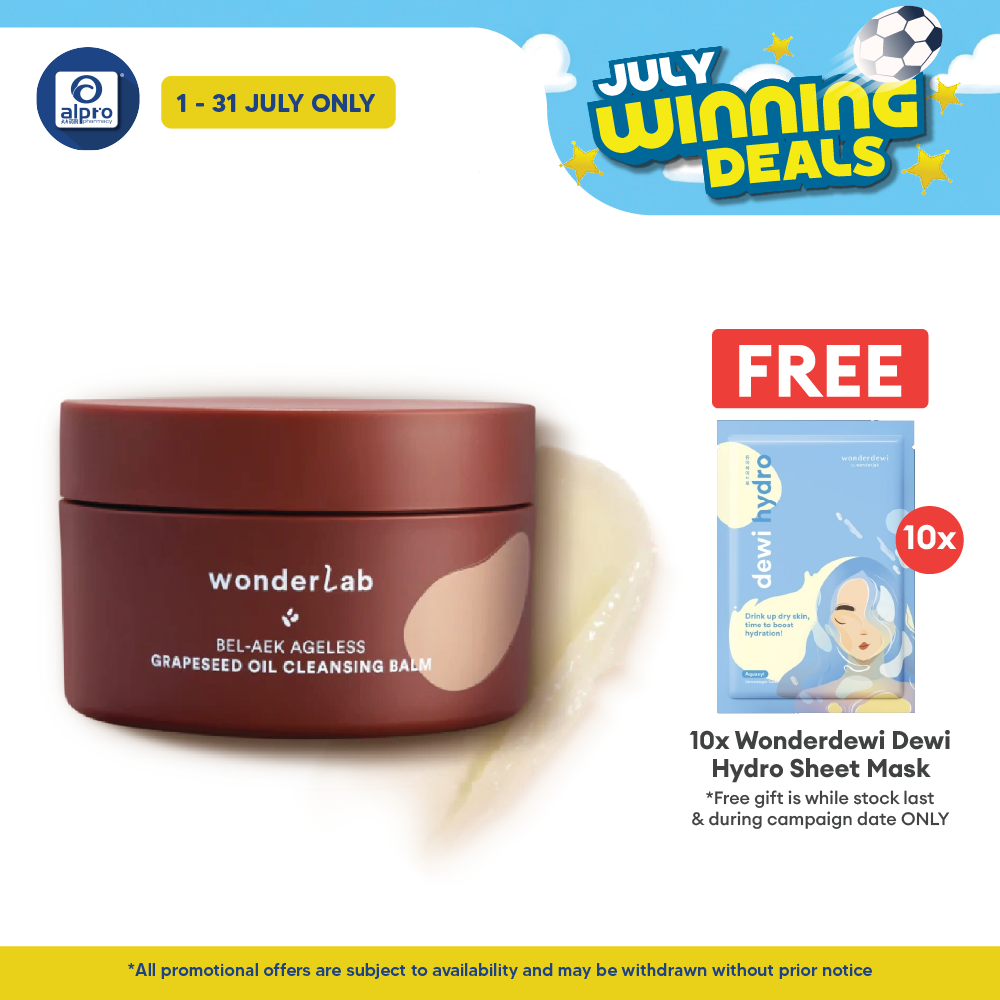 WonderLab BEL-AEK Ageless Grapeseed Oil Cleansing Balm 100mL | Low-Friction Quick Face Cleanser WONDERLAB