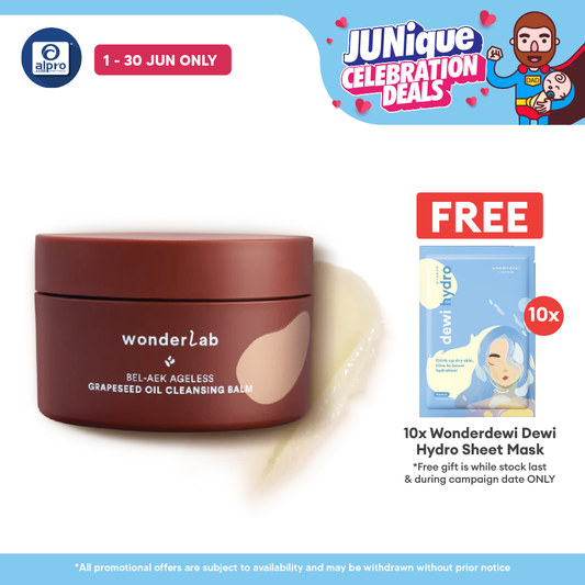 WonderLab BEL-AEK Ageless Grapeseed Oil Cleansing Balm 100mL | Low-Friction Quick Face Cleanser WONDERLAB