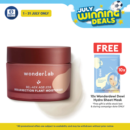 WonderLab BEL-AEK Ageless Resurrection Plant Moisturizer 50mL | Hydrating Gel Cream & Nourishes Skin WONDERLAB