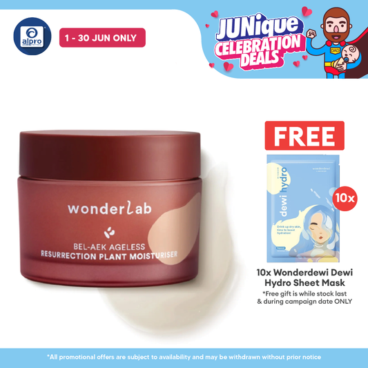 WonderLab BEL-AEK Ageless Resurrection Plant Moisturizer 50mL | Hydrating Gel Cream & Nourishes Skin WONDERLAB