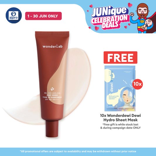 WonderLab BEL-AEK Ageless Zinc Oxide Tone Up Sunscreen 50mL | Brighten Dullness & Enhance Skin WONDERLAB