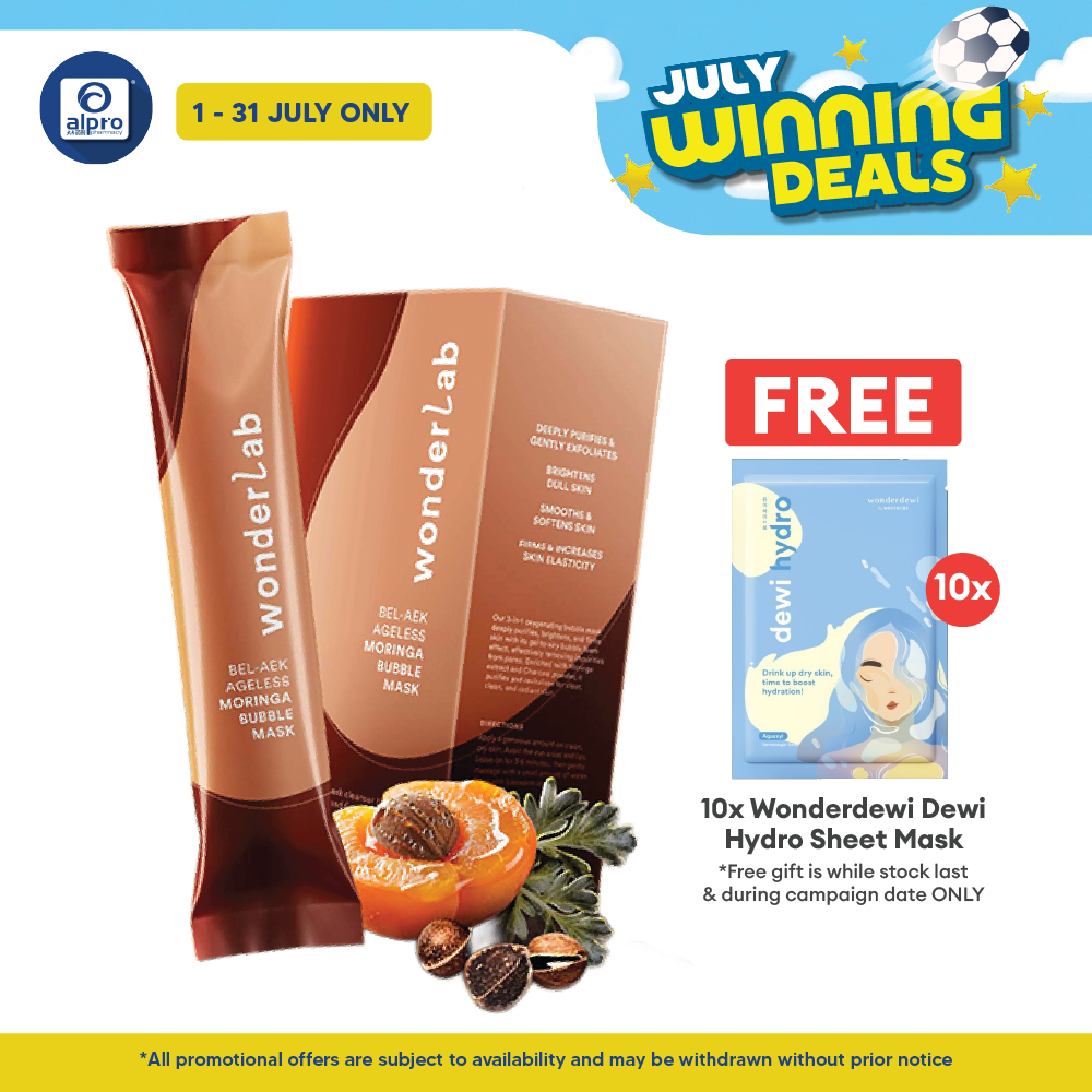 WonderLab BEL-AEK Ageless Moringa Bubble Mask (4g ×8sachets) | Gentle Exfoliation & Brighter Skin WONDERLAB