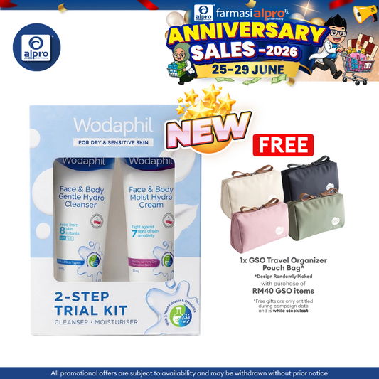 Wodaphil Trial Kit Gentle Cleanser 30ml & Hydro Cream 30ml | Gentle Barrier Care for Dry & Sensitive Skin GSO
