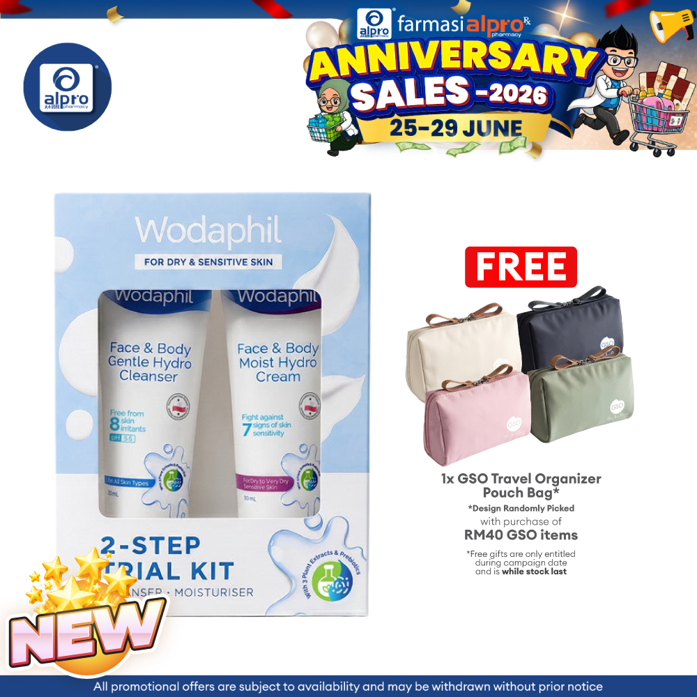 Wodaphil Trial Kit Gentle Cleanser 30ml & Hydro Cream 30ml | Gentle Barrier Care for Dry & Sensitive Skin GSO