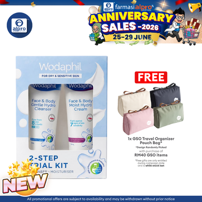 Wodaphil Trial Kit Gentle Cleanser 30ml & Hydro Cream 30ml | Gentle Barrier Care for Dry & Sensitive Skin GSO