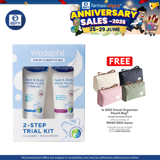 Wodaphil Trial Kit Gentle Cleanser 30ml & Hydro Cream 30ml | Gentle Barrier Care for Dry & Sensitive Skin GSO