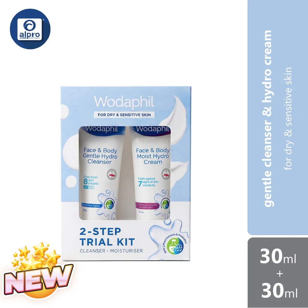 Wodaphil Trial Kit Gentle Cleanser 30ml & Hydro Cream 30ml | Gentle Barrier Care for Dry & Sensitive Skin GSO