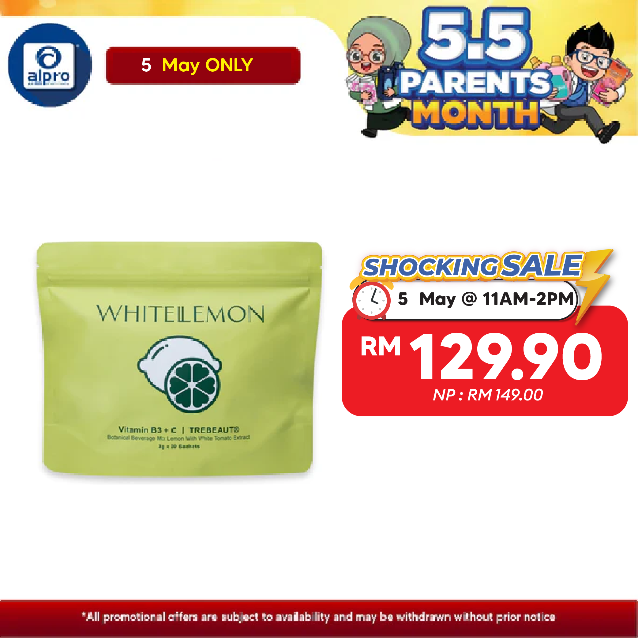 WHITELEMON Vitamin B3 + C and TREBEAUT® 3g ×30s| Botanical Beverage Mix Lemon with White Tomato Extract WHITELEMON