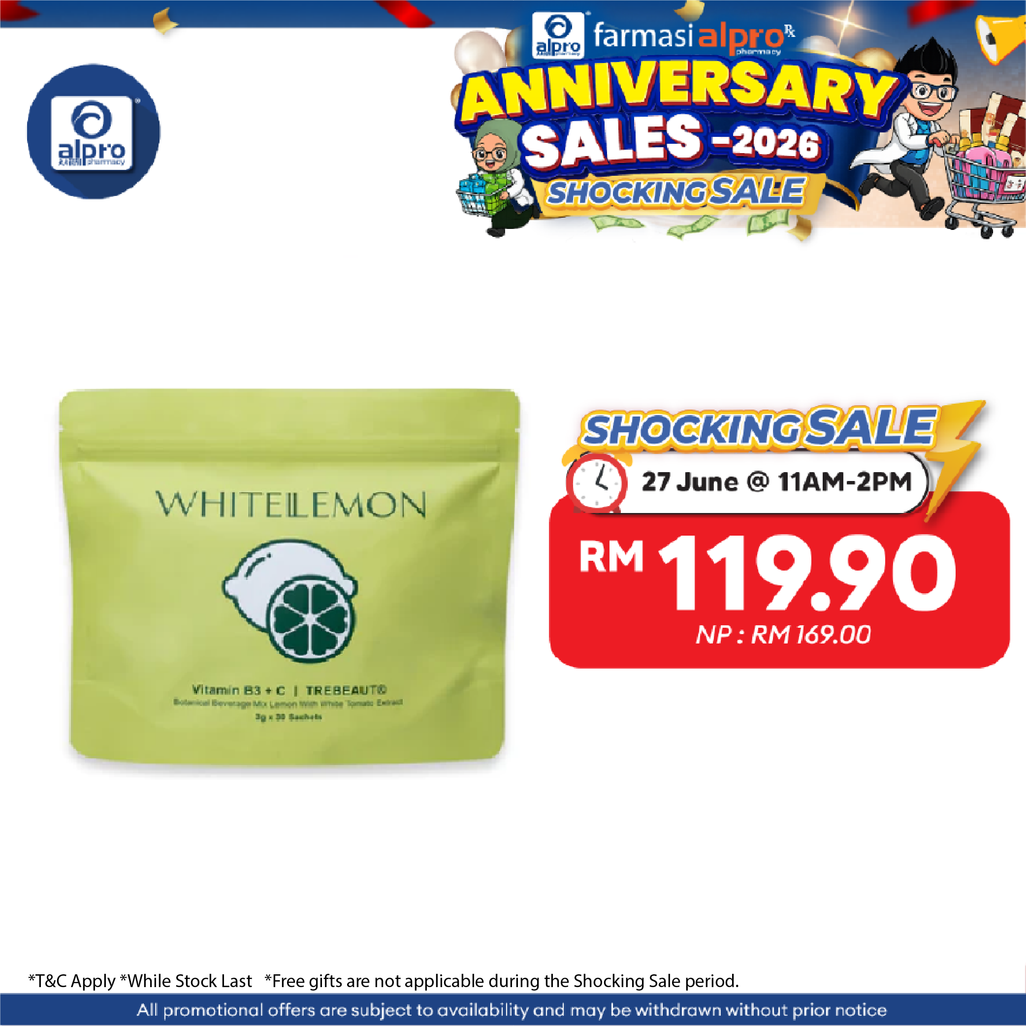 WHITELEMON Vitamin B3 + C and TREBEAUT® 3g ×30s| Botanical Beverage Mix Lemon with White Tomato Extract WHITELEMON