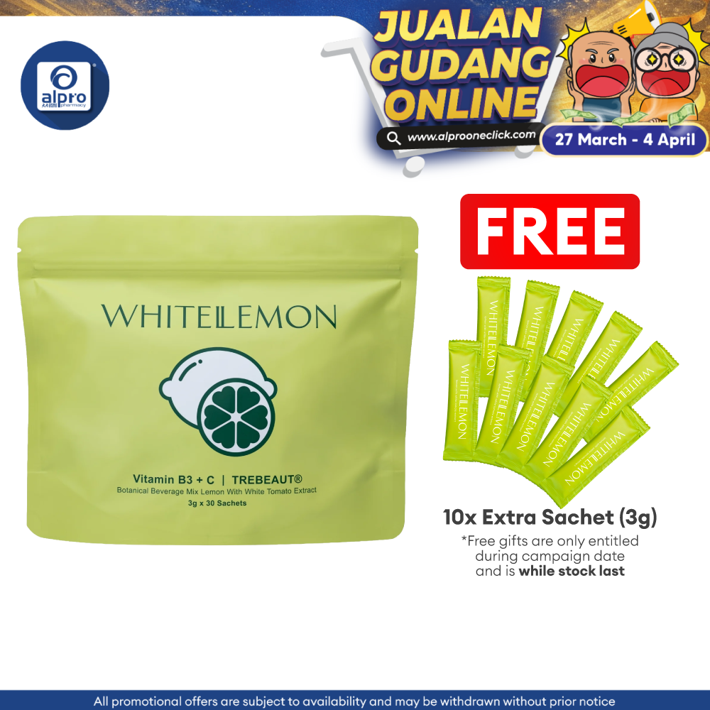 WHITELEMON Vitamin B3 + C and TREBEAUT® 3g ×30s| Botanical Beverage Mix Lemon with White Tomato Extract WHITELEMON