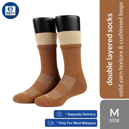 FOOTER K217M (Carmel) Anti-Bacterial Slogan Embroidery Double Layer Socks | Solid Yarn Texture & Cushioned Loops FOOTER
