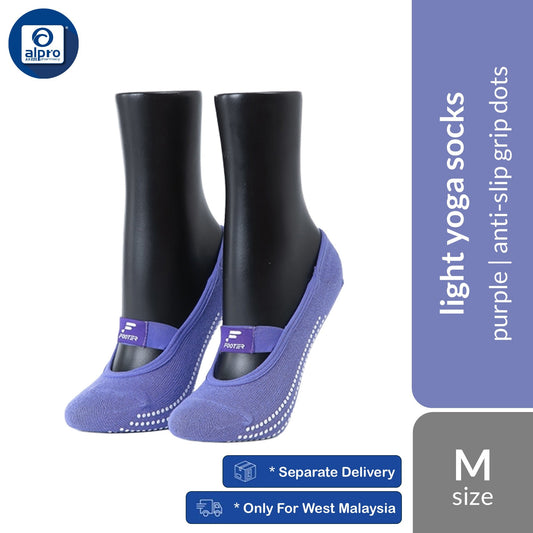 FOOTER Y90 (Purple/ Green) Anti-Bacterial Light Yoga Socks | Anti-Slip Grip Dots & Instep Band FOOTER