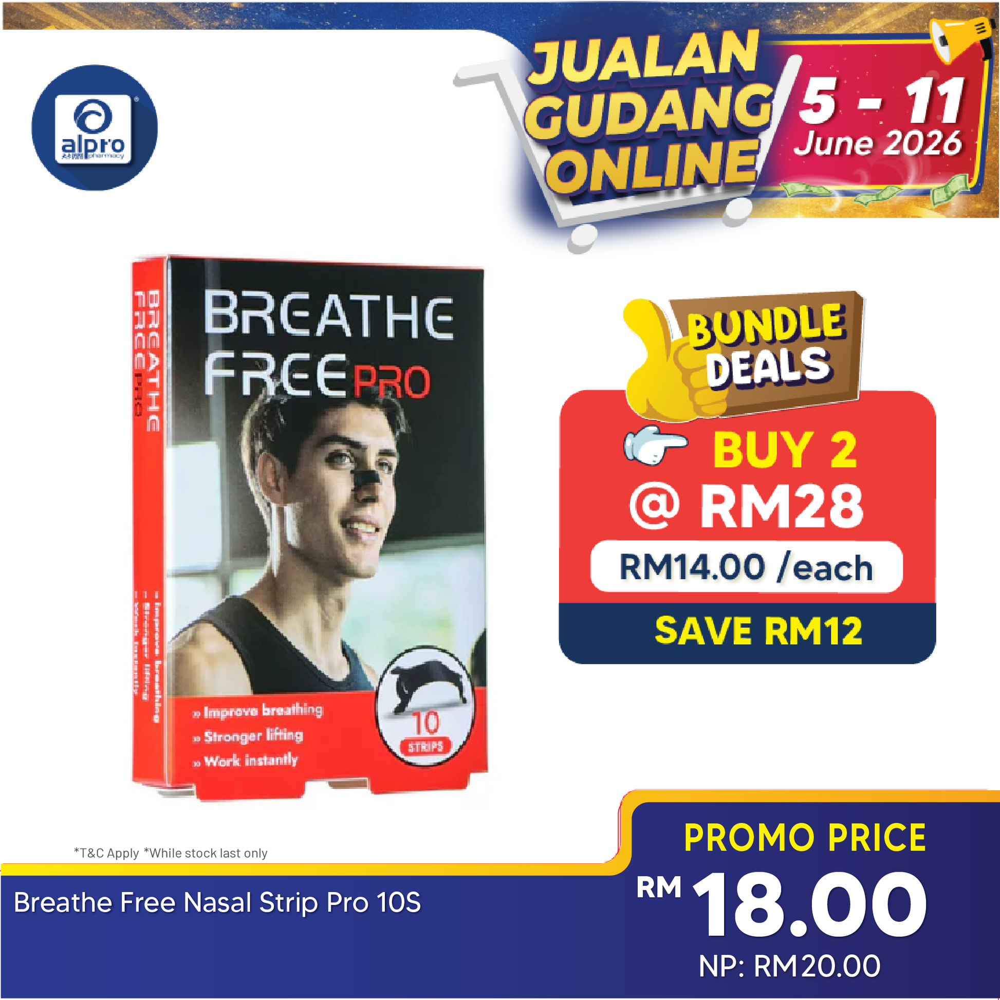 Breathe Free Nasal Strip Pro 10s | Improve Breathing Breathe Free